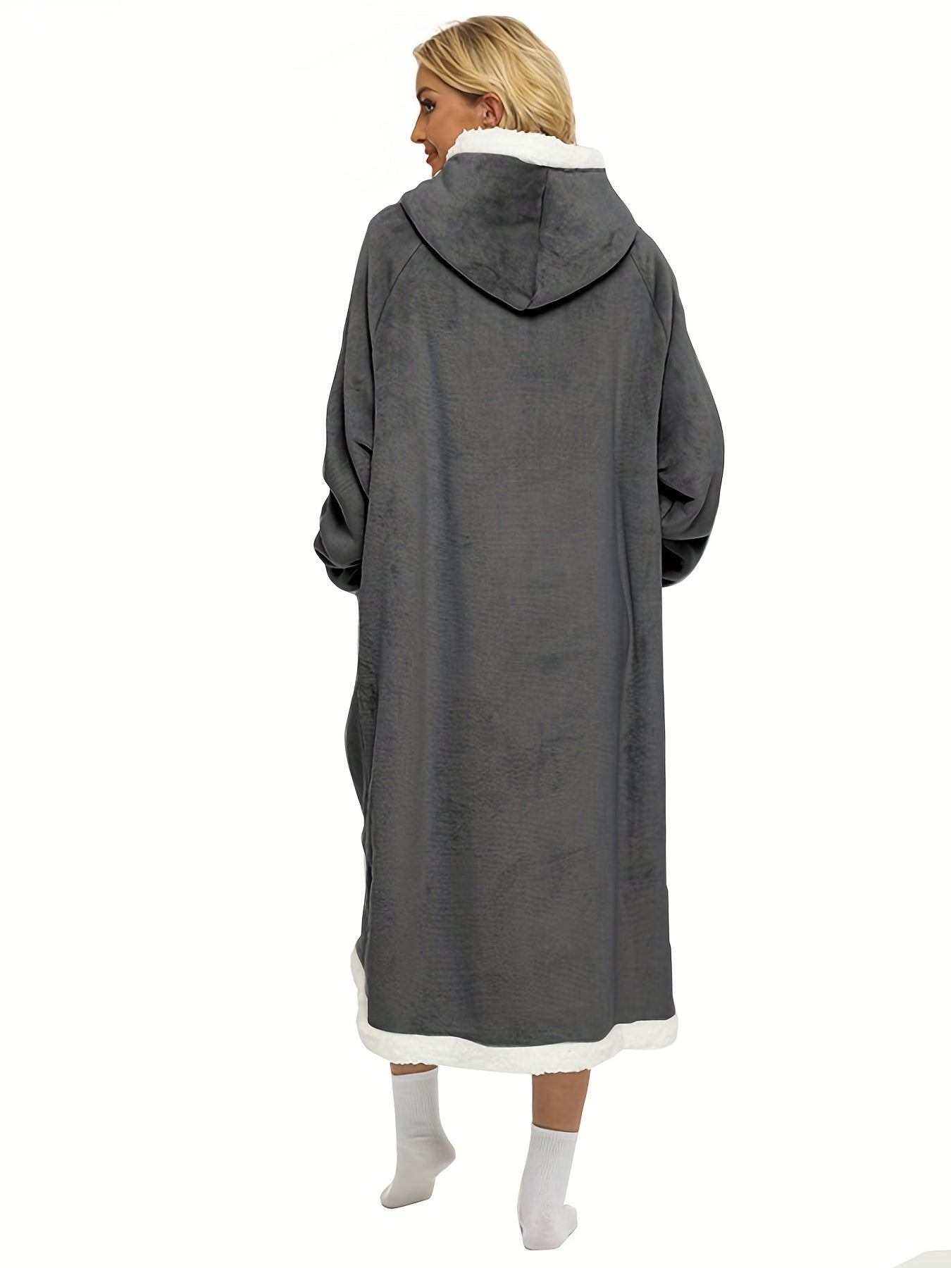 Plush Hooded Night Robe - Warm & Comfy Long Sleeve Robe