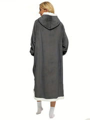 Plush Hooded Night Robe - Warm & Comfy Long Sleeve Robe