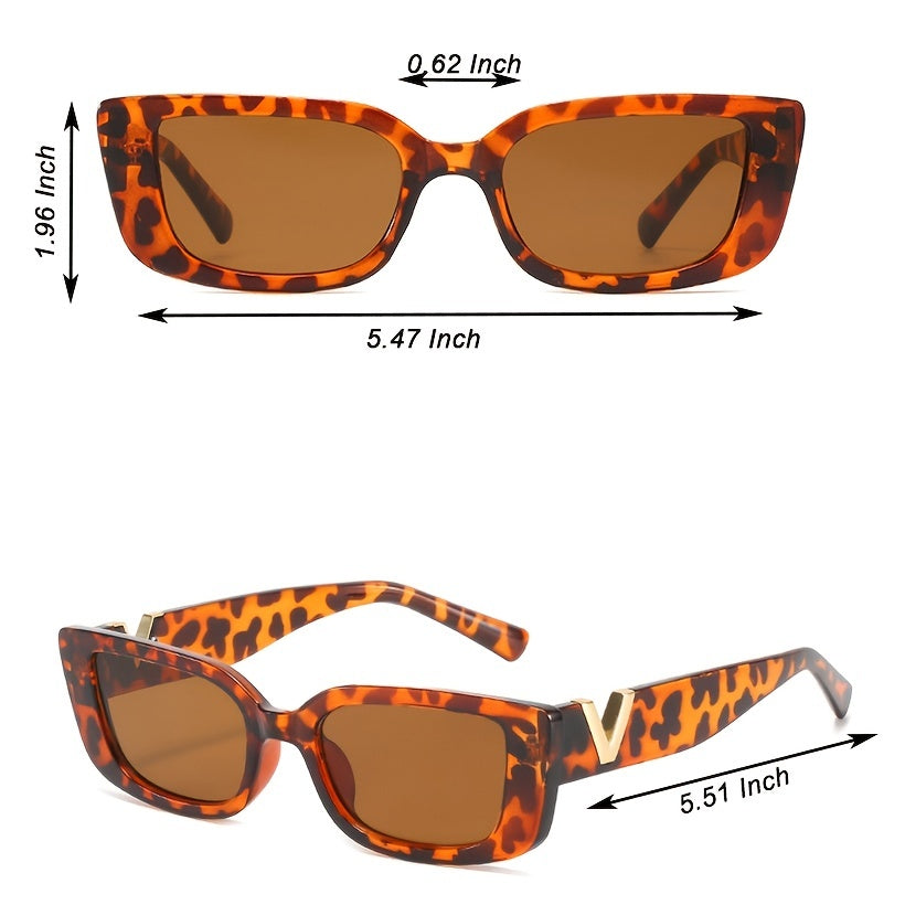 Rectangle Cat Eye Thin Sunglasses for Women 90s Y2K Vintage