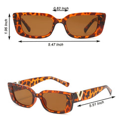 Rectangle Cat Eye Thin Sunglasses for Women 90s Y2K Vintage