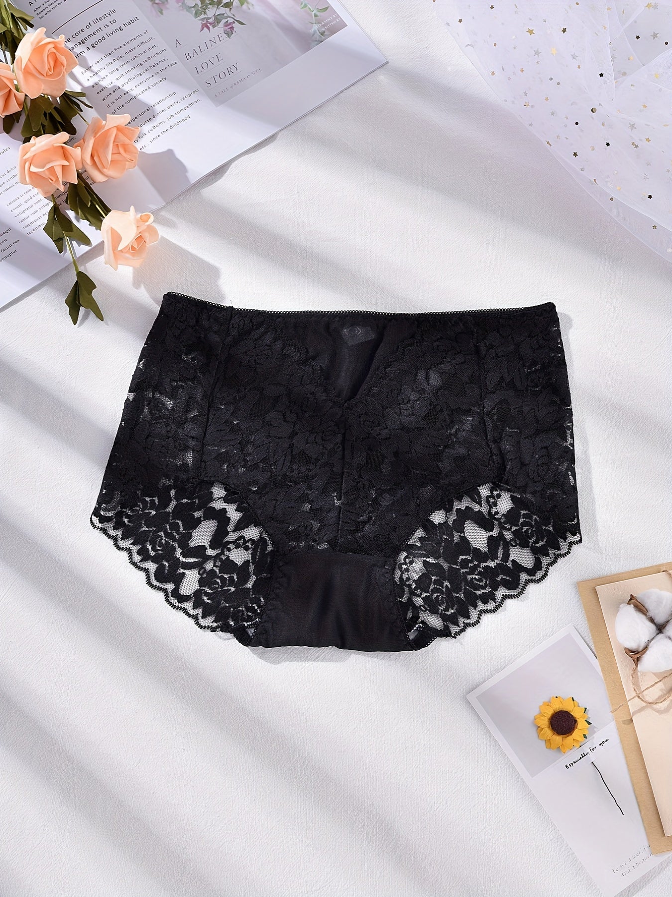 3pcs Floral Lace Briefs Sexy Intimates Panties Women's Lingerie
