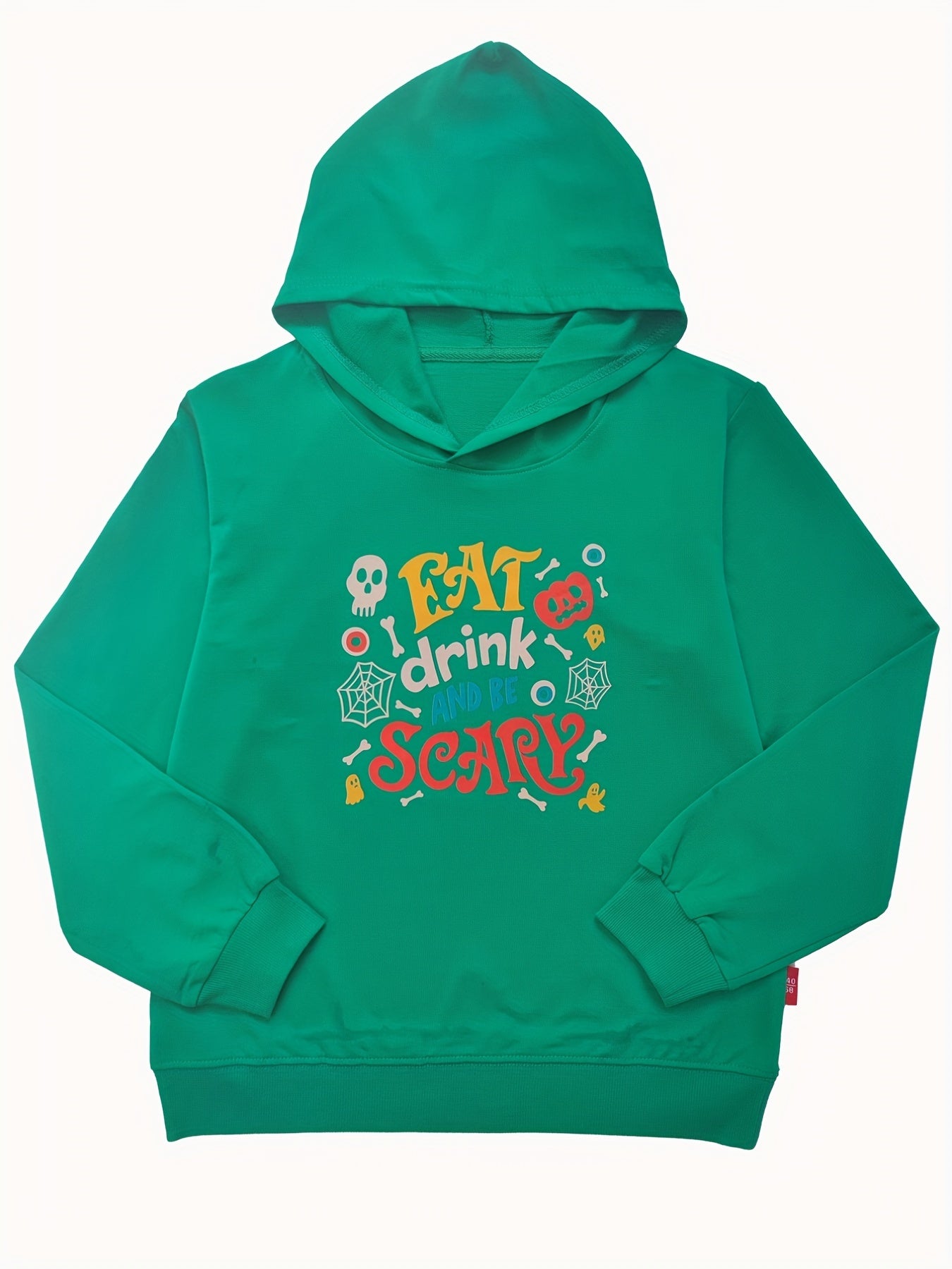 Happy Halloween Pumpkin Print Boys Casual Pullover Long Sleeve Hoodie