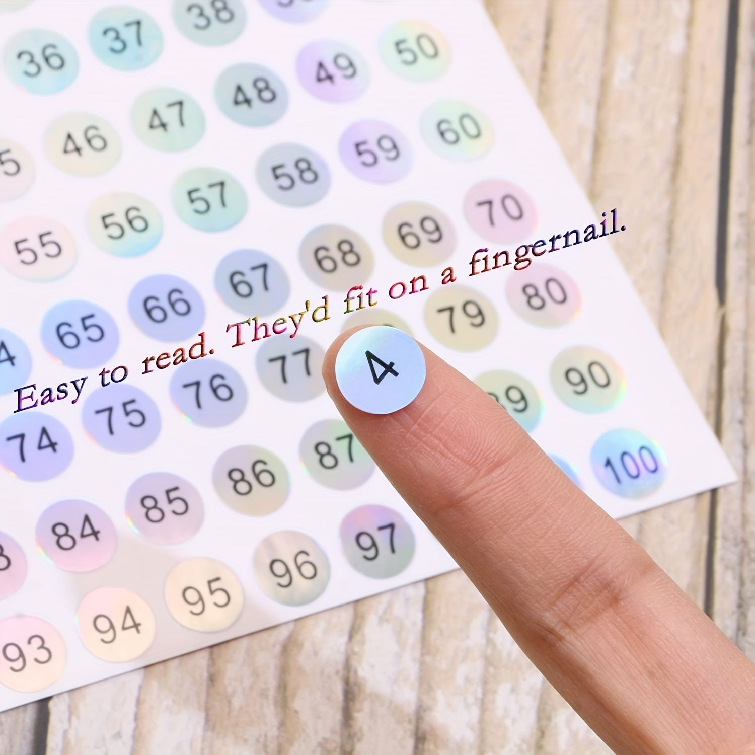 Reflective Laser Small Round Consecutive Numbers Stickers 1-100