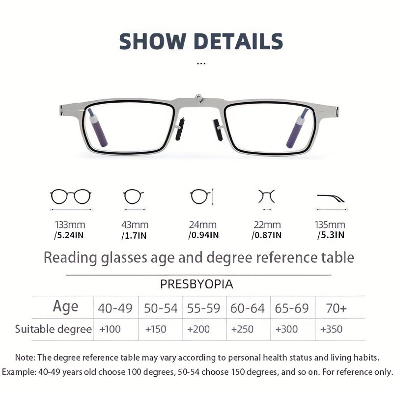 Rosewood Folding Reading Glasses Portable Ultralight Anti Eyeglasses