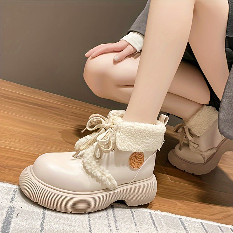 Chunky Snow Boots Non Slip Thickened Medium Tube Thick Bottom Boots Women's Foot