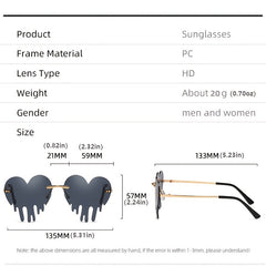 Rimless Heart Sunglasses Unique Sun Glasses