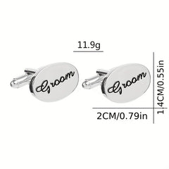 2pcs Men's Letter Pattern Groom Cufflinks Buttons