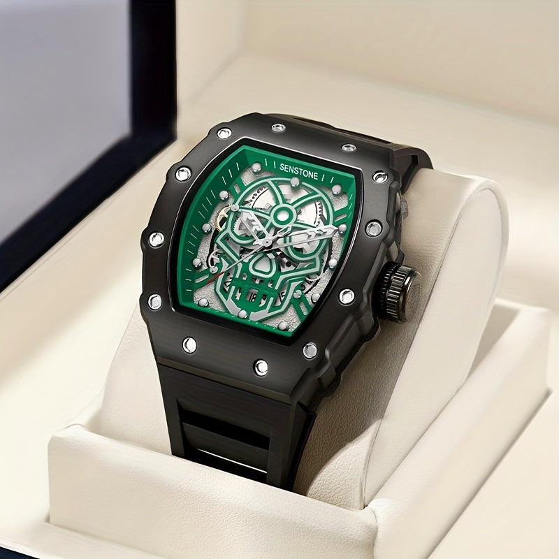 SENSTONE Men's Watch Waterproof Stainless Steel Sports Square Tonneau Watches