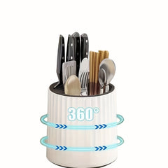 360 Degree Rotating Holder Shelf Organize Kitchen Spoons Forks Chopsticks