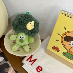 Vegetable Broccoli Keychain Plush Doll Backpack Decoration