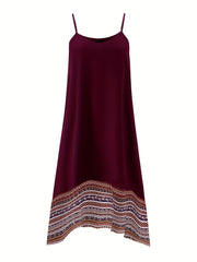 Ethnic Print Splicing Dress Boho Summer Dress Women's Clothing