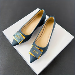 Women's Metallic Low Heel Pointed Toe Office Work Shoes
