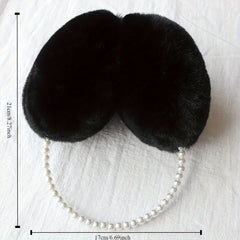Women's Faux Fur Winter Ear Warmers with Beads & Pom Pom