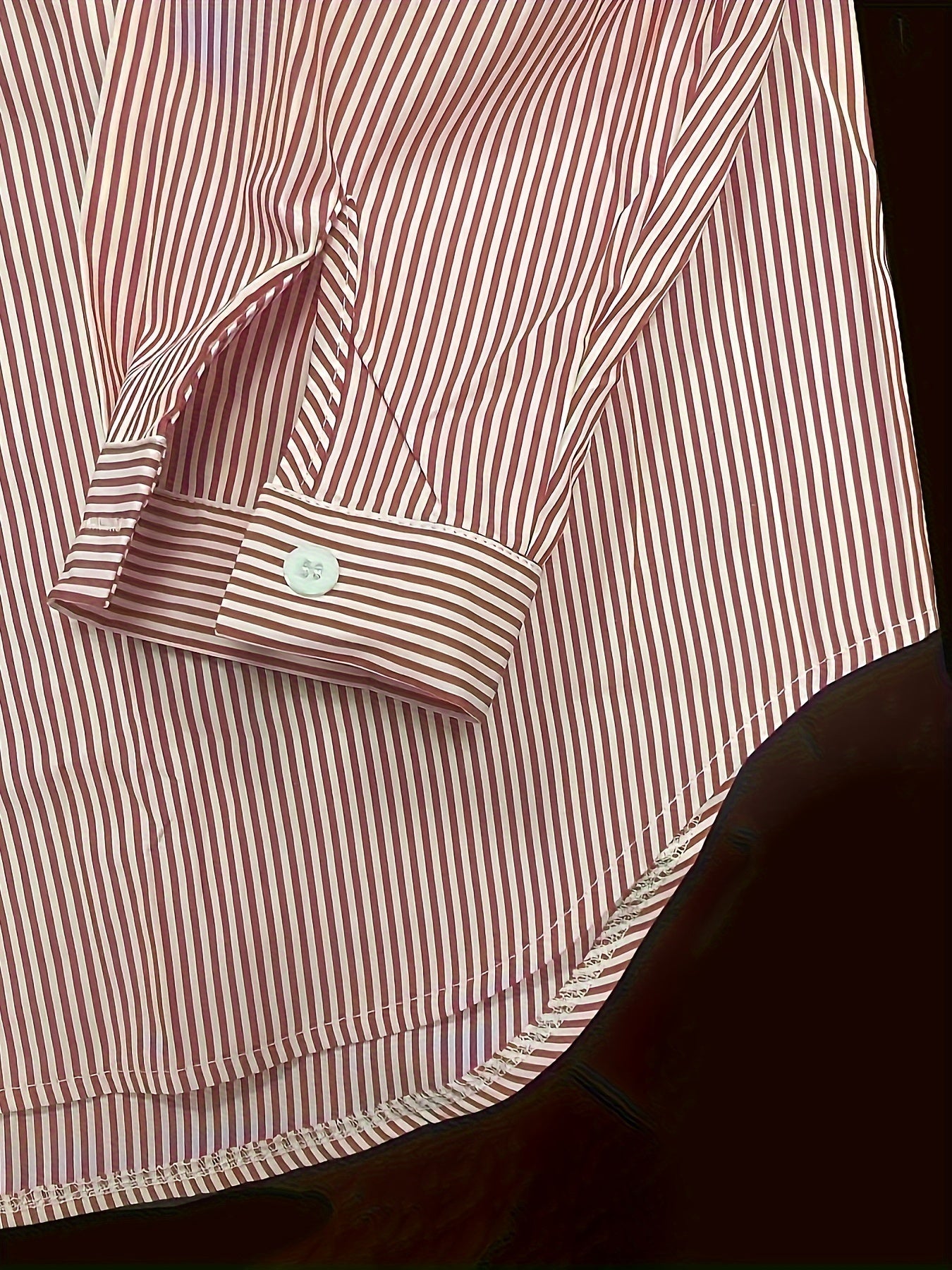 Stripe Print Button Up Long Sleeve Blouse