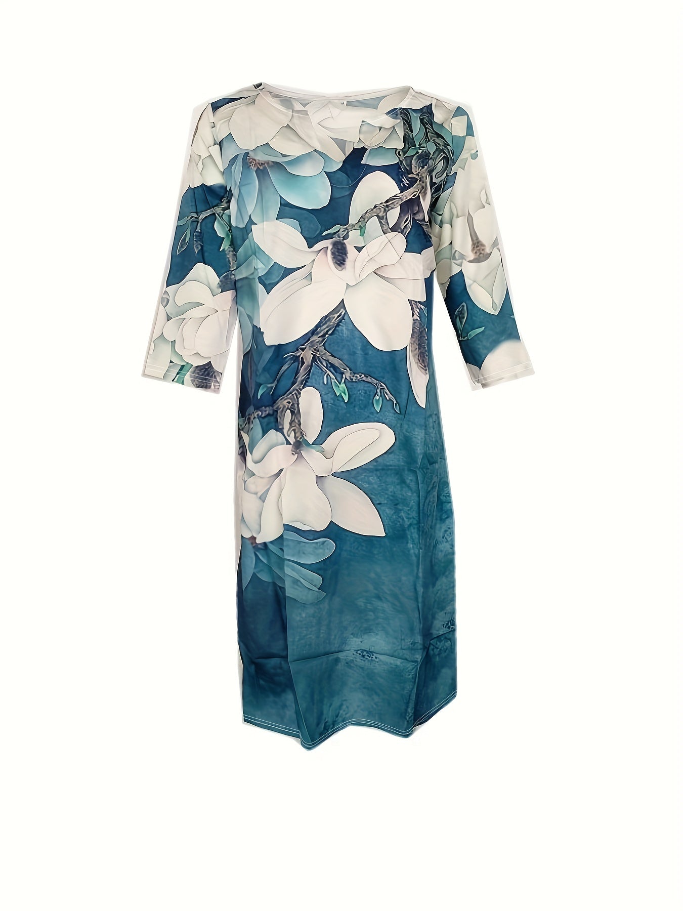 Floral Print Dress V Neck Short Sleeve Dress Casual Every Dress