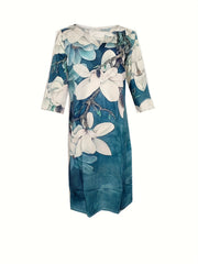 Floral Print Dress V Neck Short Sleeve Dress Casual Every Dress