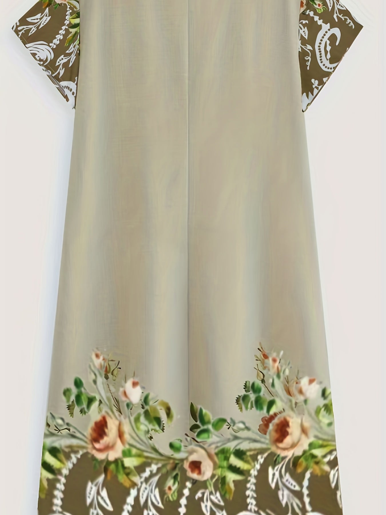 Plus Size Floral Print Cap Sleeve V Neck Stretch Dress