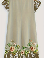 Plus Size Floral Print Cap Sleeve V Neck Stretch Dress