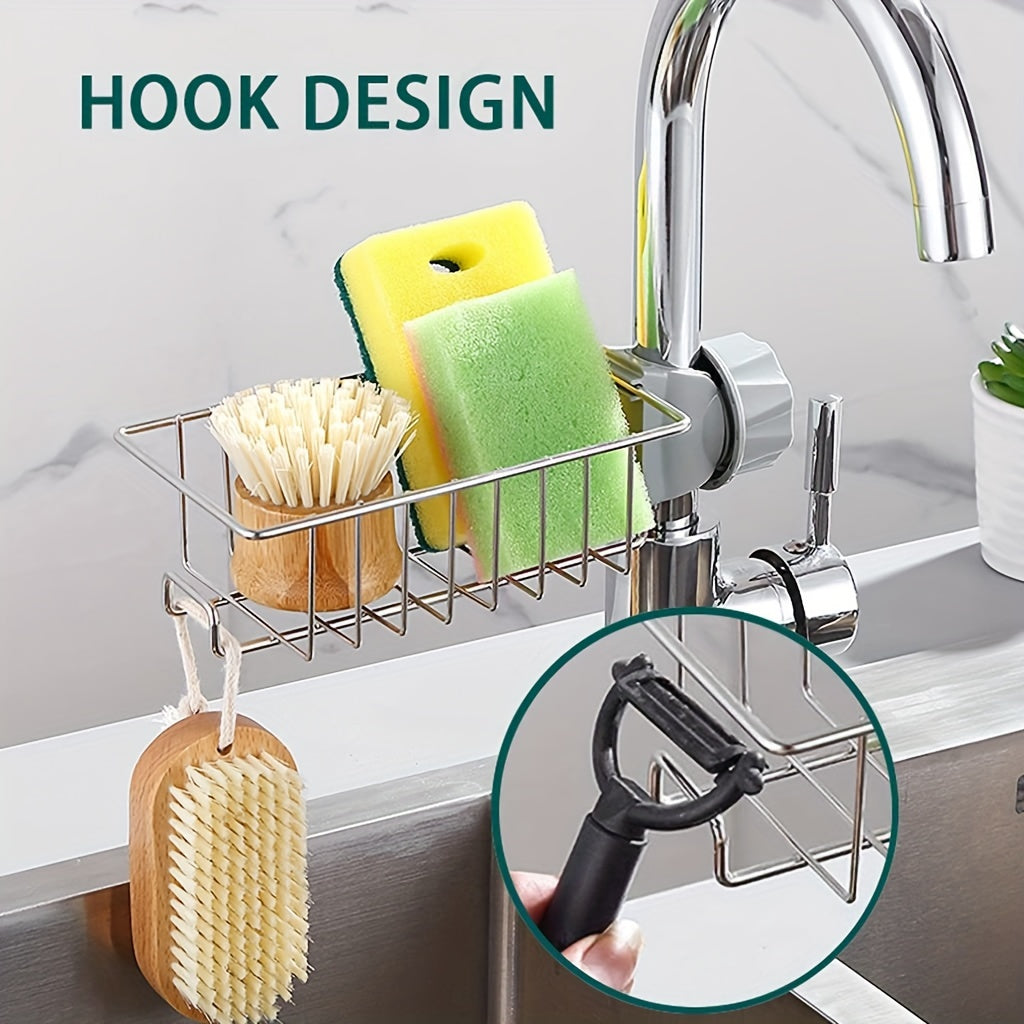 Stainless Steel Over Faucet Storage Rack - Adjustable Height
