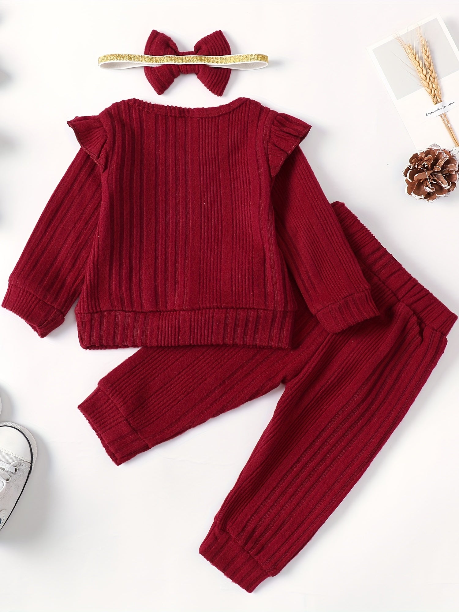 Baby Girls Pullover Sweatshirt Ruffle Sleeve Tops Pants