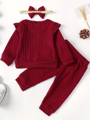Baby Girls Pullover Sweatshirt Ruffle Sleeve Tops Pants