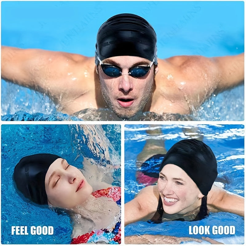Silicone Ear Protection Swimming Cap for Adults - Non-slip & Waterproof