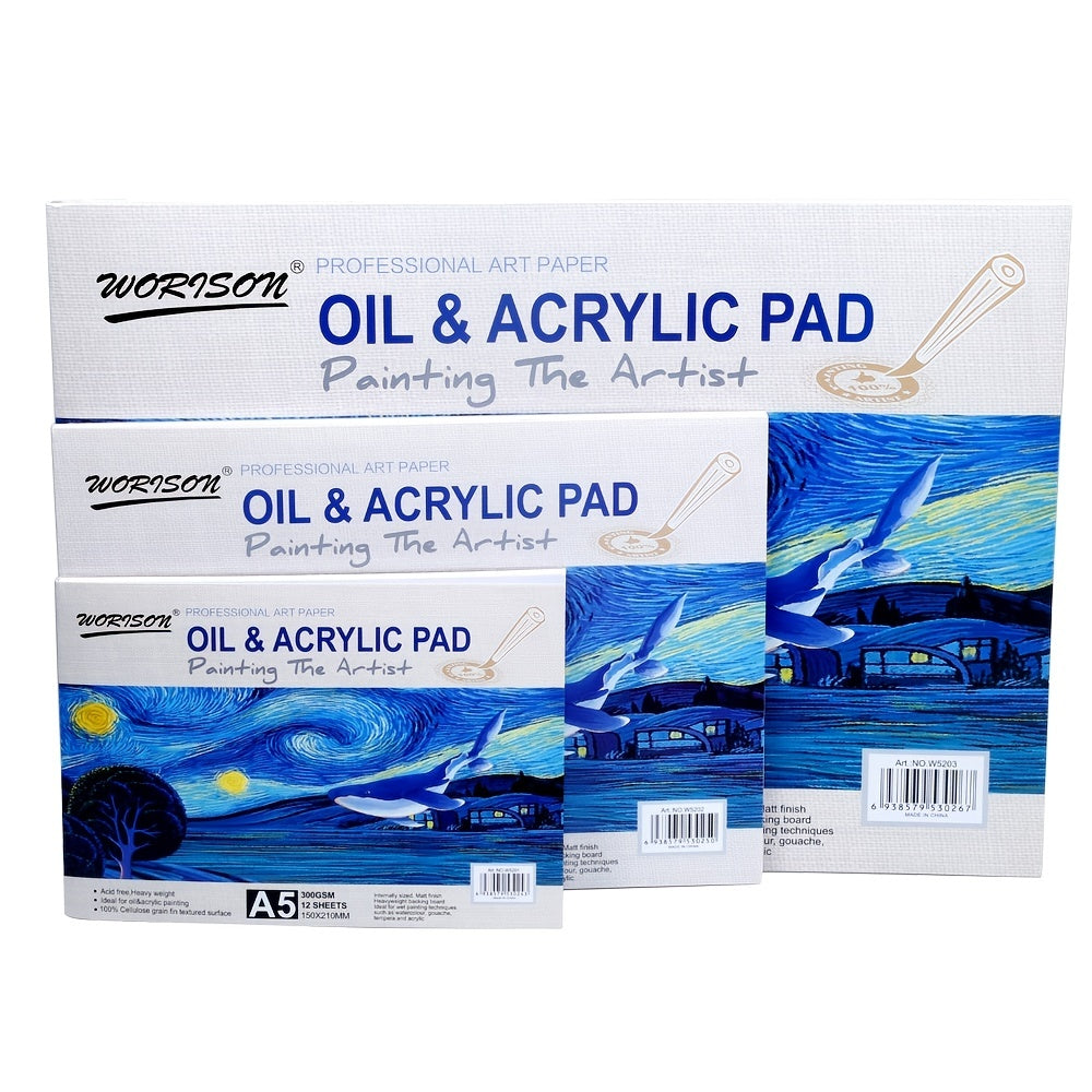 12 Sheets 300gsm Mix Media & Acrylic Paper Pad