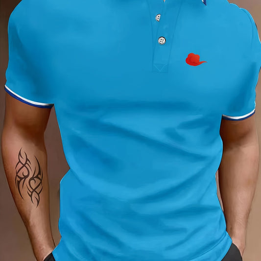 Men's Cloud Pattern Golf Shirt Short Sleeve Breathable Top
