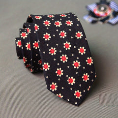 Men's Flower Print Necktie For Wedding Party And Daily Use