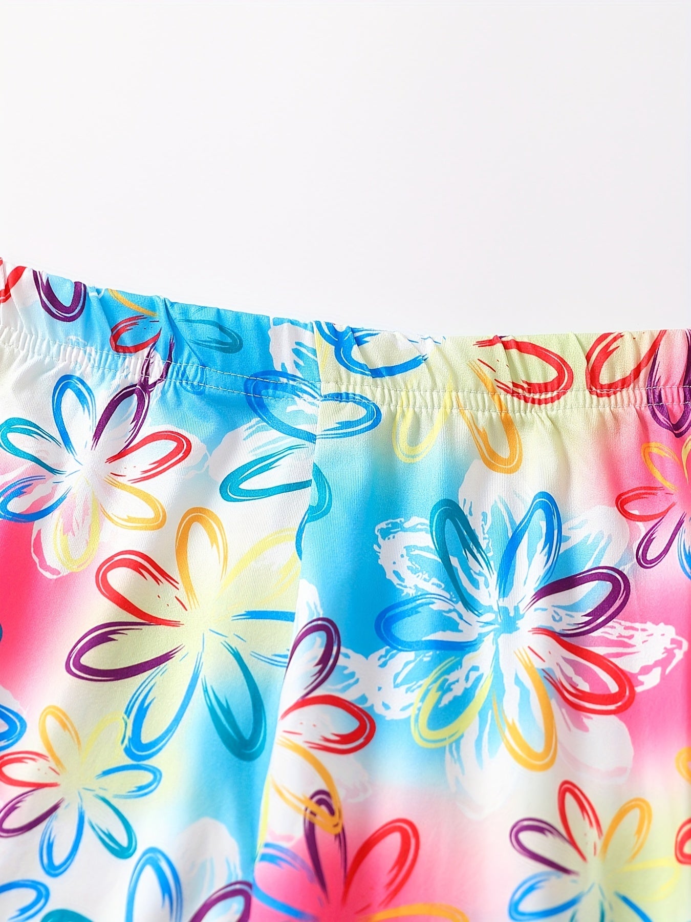 Girls Butterfly & Flowers Print Yoga Pants, Slim Fit Leggings