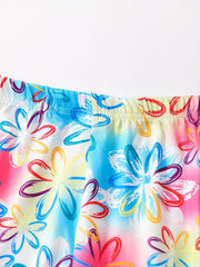 Girls Butterfly & Flowers Print Yoga Pants, Slim Fit Leggings