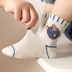 Kids Cartoon Space Pattern Crew Socks Spring Autumn