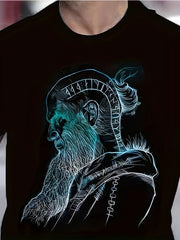 Old Man Pattern Print Men's Short Sleeve Graphic Tee