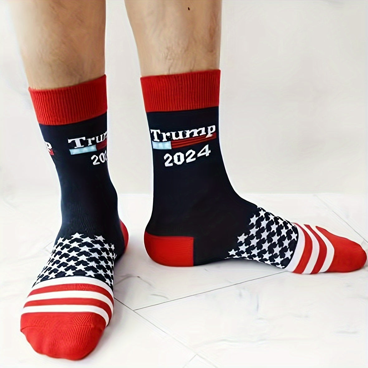 2 Pairs Striped Crew Socks for Men