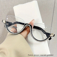 Y2K Clear Lens Rhinestone Glasses Semi Rimless Style