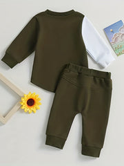 Toddler's Block Outfit Long Sleeve Sweatshirts & Pants Set