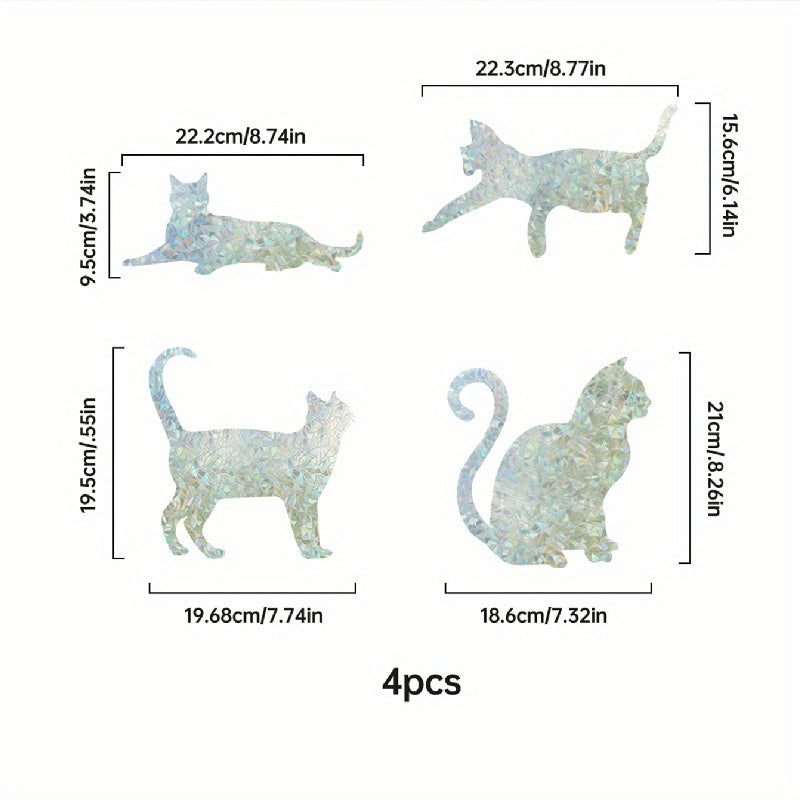 4pcs Cat Window Film for Home Decor and Privacy