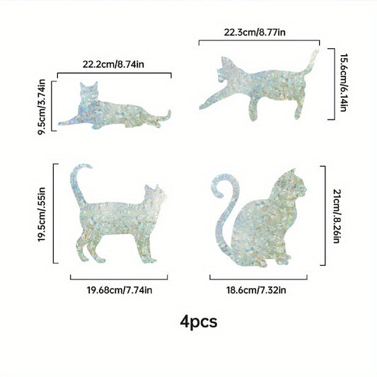 4pcs Cat Window Film for Home Decor and Privacy