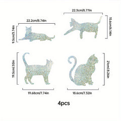 4pcs Cat Window Film for Home Decor and Privacy