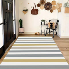 Yellow Gray Line Large Carpet Soft Durable Living Room Machine Washable