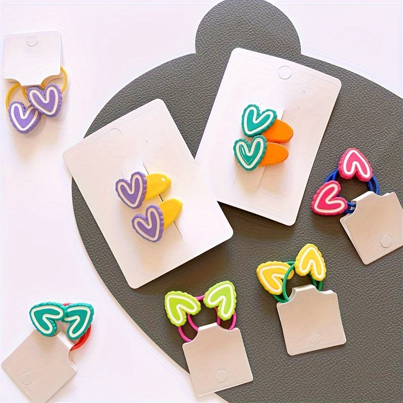 2pcs Love Shaped Hairpin Hair Rope Kids Hair Clip Hair Ties