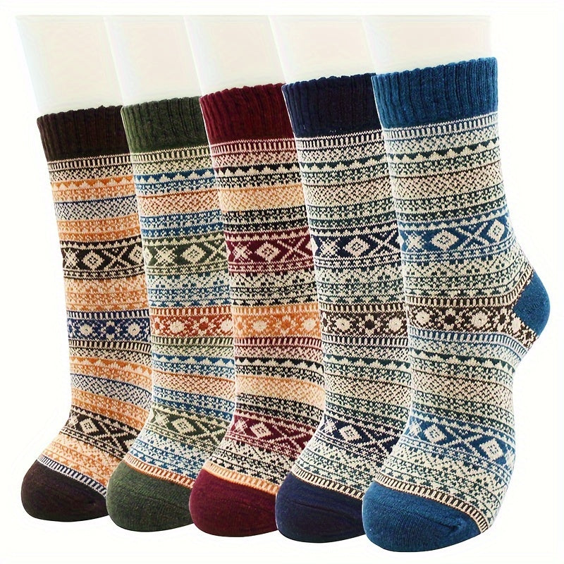 5 Pairs Men's Winter Wool Socks Cozy Christmas Warm Soft Thick Socks
