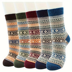 5 Pairs Men's Winter Wool Socks Cozy Christmas Warm Soft Thick Socks