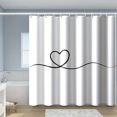 Waterproof Love Shower Curtain with 12 Hooks