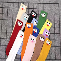 6pairs Girls Kids Cartoon 3D Eye Doll Novelty Funny Socks