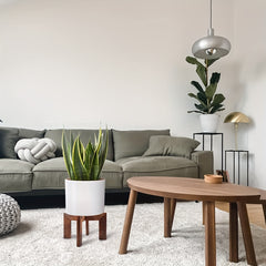 2 Wood Plant Stands Modern Rattan Flower Pot Stand Low Indoor Wooden Stool