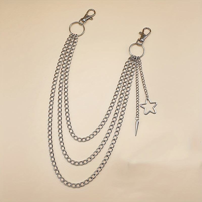 Star 3 Layer Waist Chain Decorative Pant Chain Hip Hop Rock Chain Punk Belt