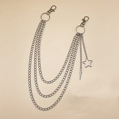 Star 3 Layer Waist Chain Decorative Pant Chain Hip Hop Rock Chain Punk Belt