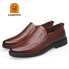 LAORENTOU Men's Leather Oxford Shoes Lightweight Slip On Dress Shoes