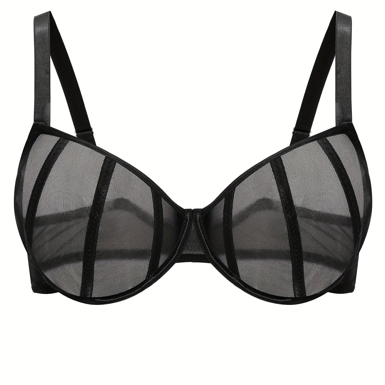 Sexy Striped Mesh Non Padded Underwire Bra